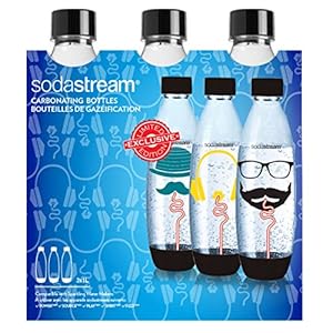Sodastream Pack van 3 FUSE Carbonating flessen met willekeurige patronen, groot model 1 L, Materiaal: PET, BPA-vrij…