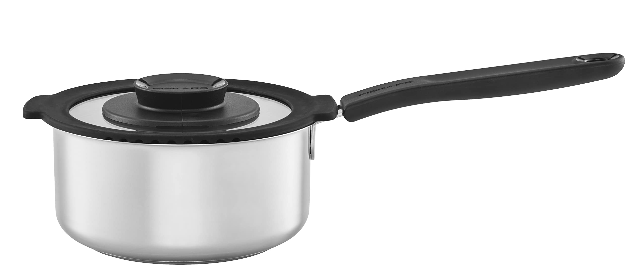 Fiskars Saucepan with Lid, capacity: 1.5 litres, suitable for all hobs, stainless steel/plastic, Functional Form, 1026576,Standard