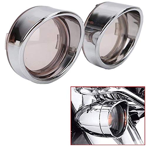 ZYTC Smoked Turn Signal Light Lens Cover Lenses Chrome Visor Ring for Harley Dyna Street Glide Road King