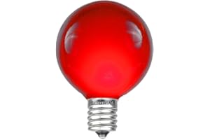 Novelty Lights 25 Pack G40 Red Outdoor Globe Bulbs, Light Bulbs Glass Incandescent Bulbs with 3000 Hour Lifespan, Globe String Lights Replacement Bulbs