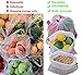 JSXD Reusable Mesh Produce Bags,Set of 7 Washable Premium See Through Mesh Bags,Superior Stitched Strength with Colorful Drawstring and Tare Weight Tags for Shopping,Fruit,Veggies,and Toys