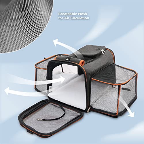 Lesure TSA Airline Approved Cat Carrier Expandable Pet Carrier, Travel Pet Carriers for Small