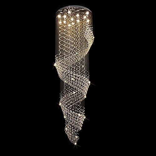 SanKD Spiral Crystal Hanging Lights Stairs Lamps Modern Ceiling Light Fixture