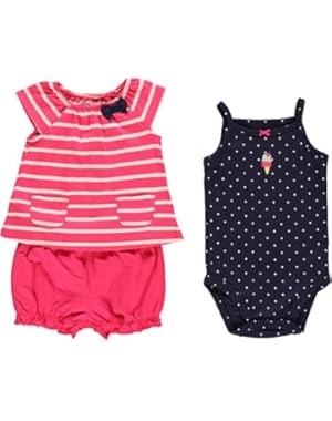 Baby Girls 3-piece Bodysuit & Diaper Cover Set