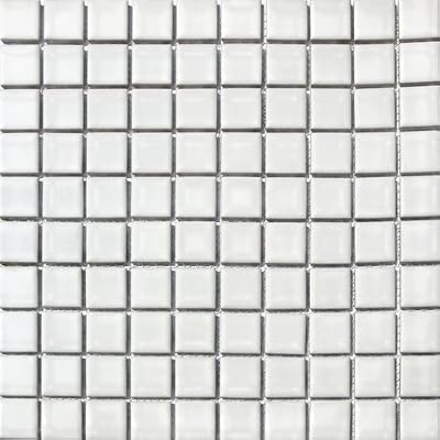 Square Tile White Porcelain Mosaic Shiny Look 1-1/8" X 1-1/8"