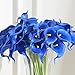 JUSTOYOU 20pcs Artificial Calla Lily Real Touch Flower Bride Wedding Home(Blue)
