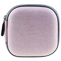 Pink Hard EVA Earbud Case, Earphone Carrying Case, Headphone Protect Case Bag Pouch with Mesh Pocket for AirPods, in-Ear Earbuds, Bluetooth Headset, USB Cable, Flash Drive