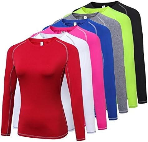 XJG Women Gym Compression Under Base Layer Tops Long Sleeve Quick Dry Sport T-Shirt Black M