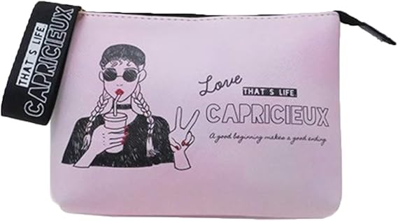 Amazon ポーチ 小物入れ Wポーチ 手書き風イラスト ピンク ガール レディース キッズ 二層式ポーチ 仕切りあり 化粧ポーチ メイクポーチ オルチャンファッション 韓国風 インスタ映え 小学生 中学生 高校生 ギフト 服 ファッション小物 通販