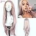 SAPPHIREWIGS Long Light Purple Lilac Color Natural Wave Silky Soft Beauty Blogger Celebrity Daily Makeup Synthetic Lace Front Party Wigs