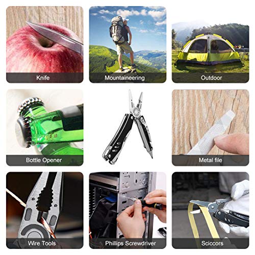 DPNAO 9 in 1 Multitool Portable Folding Pocket Knife Pliers Screwdriver Cutter Stainless Steel Survival Tool