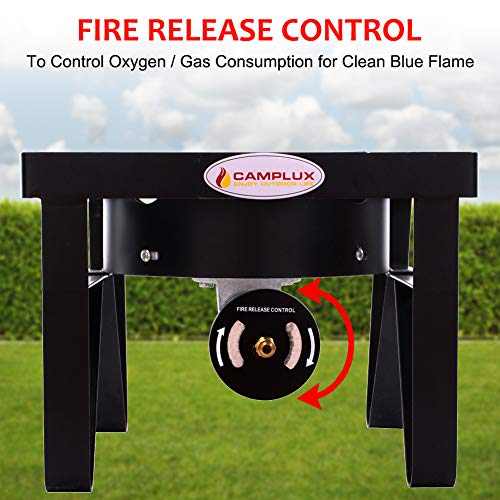 Camplux JK-SS21 Outdoor Camp Stove 200,000 BTU Propane Gas Single Burner Cast Iron Gas Cooker with Stand, Adjustable 0-20PSI CSA Listed Regulator & Hose for Beer Brewing & Turkey Fry - Thumbnail 7
