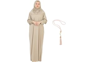 Modish Group Women Prayer Clothes with Hijab Muslim Outfits Long Robe Abaya Turkish Islamic Dresses Dubai Kaftan with Rosary