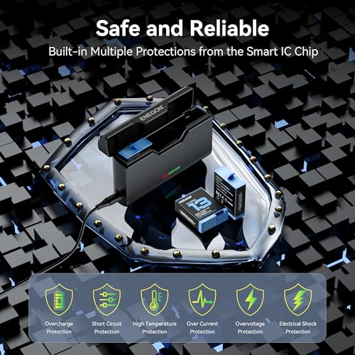 ENEGON Battery Set for GoPro Hero 13 Black/Enduro – 3× 2400mAh Batteries + 3-Channel USB-C Charger with SD Card Storage Slot, Fast Charging & Multi-Level Protection