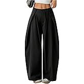 SHENHE Women's Baggy Dress Pants Wide Leg Low Rise Pleated Business Casual Slacks Barrel Pants