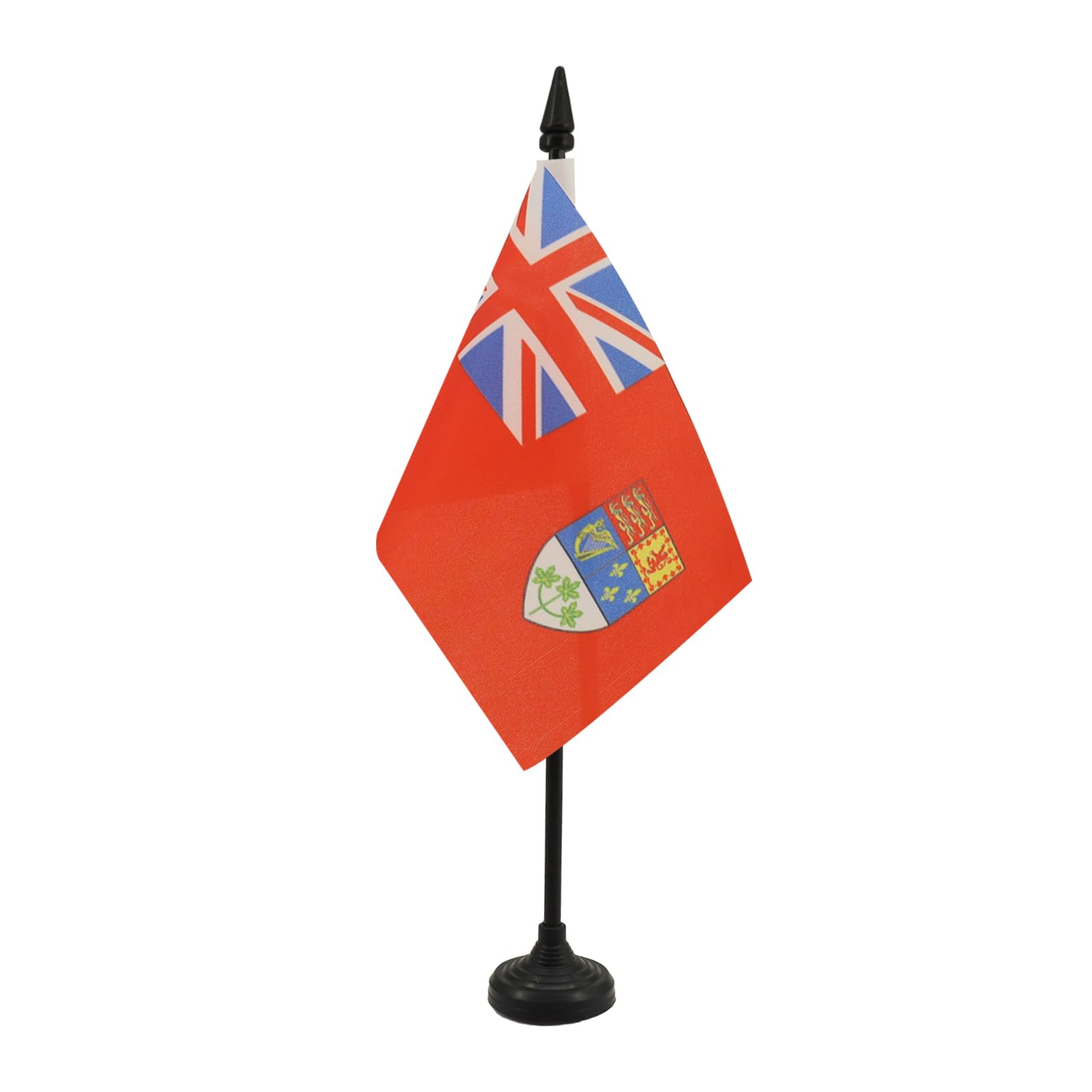 AZ FLAG - Canadian WWII Table Flag 4'' x 6'' - Canada war Office Mini Banner 100% Polyester 15 x 10 cm - Mini Desk Flag with 10'' Pole and Black Plastic Base