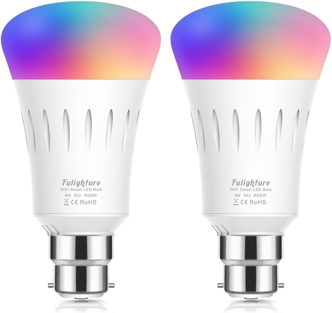 WiFi Smart LED Light Bulbs RGBW, Dimmable Colour Changing Bulb B22 A60