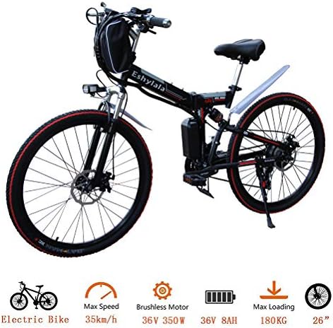 CLIENSY 26 Inch Folding Electric Bike Shimano 21 Speed E-Bike with Removable 36V 8AH Large Capacity Lithium Battery and 350W Powerful Motor (Red)