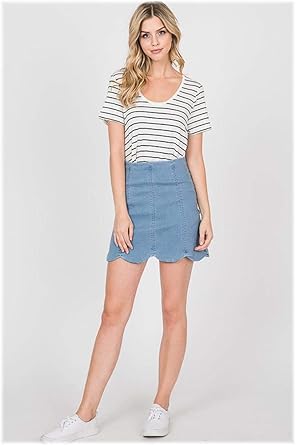 scalloped jean skirt