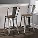 Tabouret Bistro Wood Seat Gunmetal Finish Counter Stools (Set of 2) 24 inches High