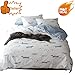 OTOB Cat Duvet Cover Full Size Cotton Queen Bedding Sets Green White Soft Lightweight Kawaii Bed Set Bedroom Docor Gifts, Full/Queen