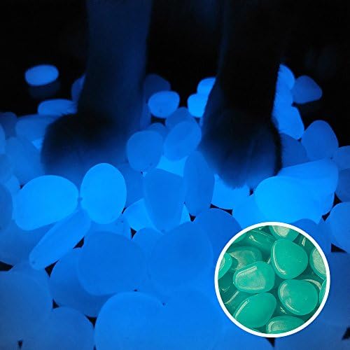 400 pcs Glow in the Dark Garden Pebbles for Walkway Yard Decor and Outdoor Accessories (blue)