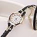 Charming Vintage Weave Wrap Leather Chain Bracelet Watch for Womens Ladies (Black)