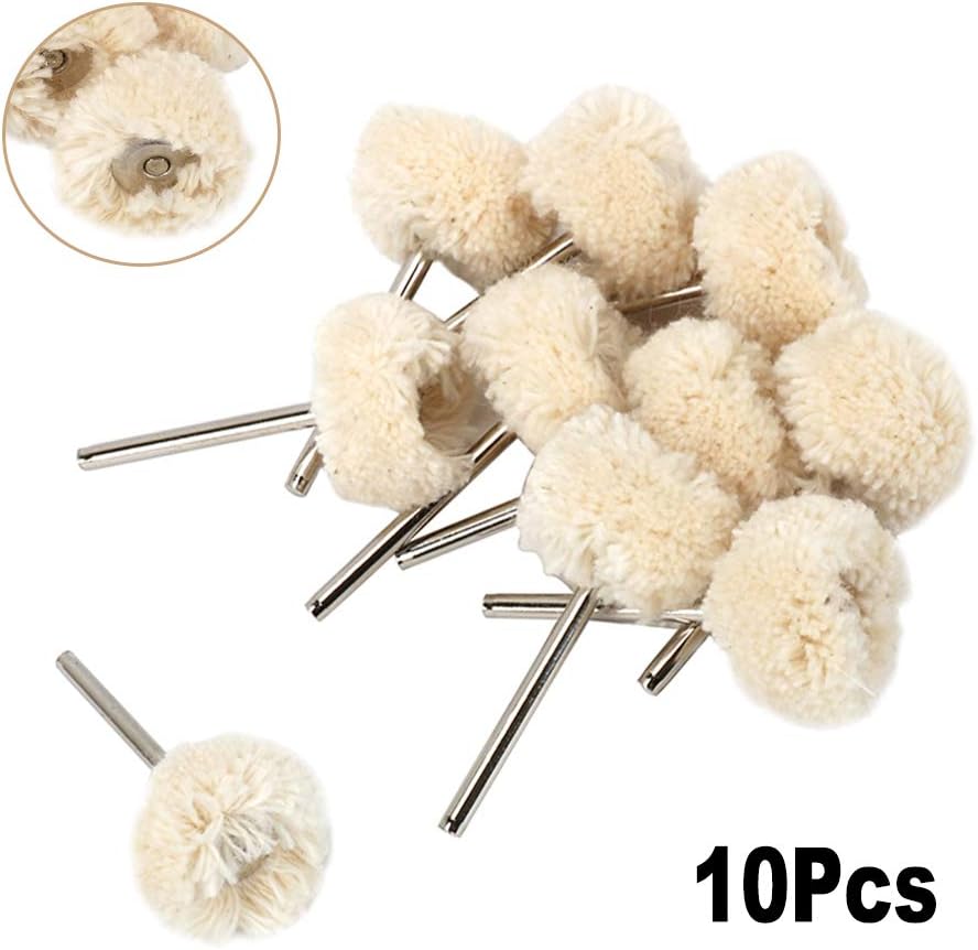 Mounted Cotton Polishing Wheel Sets with 1/8" Shank Buffing Pad Brush Drill Bit Rotary Tools for The Processing and Polishing of Various Mold Surfaces and Cavities and Jewellery 10Pcs