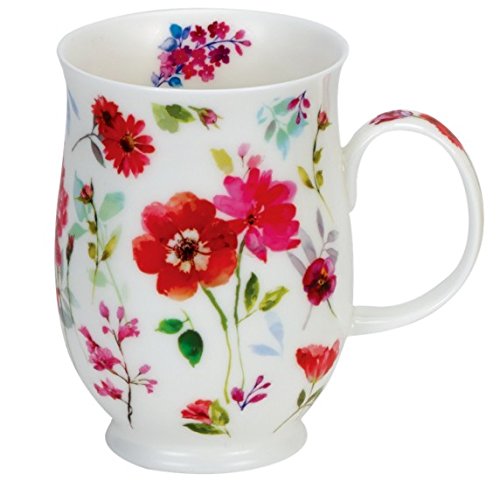 Dunoon Suffolk Fine Bone China Mug Collection-Floral Harmony Red