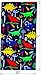 YIFONTIN Beach Towel for Kids, Dinosaur Velour Terry Towel, Cotton Blanket Throw, 30X60 inches for Travel Swimming Bath Camping and Picnic, Navy.