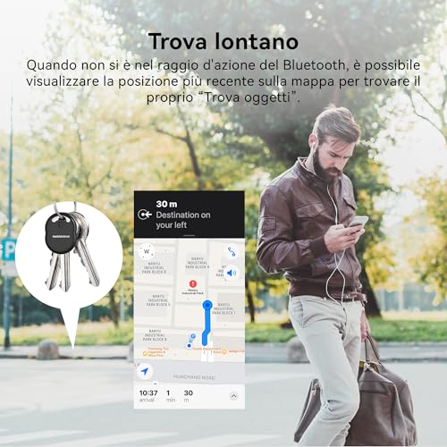 Smart Air Tracker Tag, Compatible with Apple Where Is (iOS Only), Bluetooth Find Items for Keys, Luggage, Wallets, Bags, Backpacks, Replaceable Battery (4 Black)