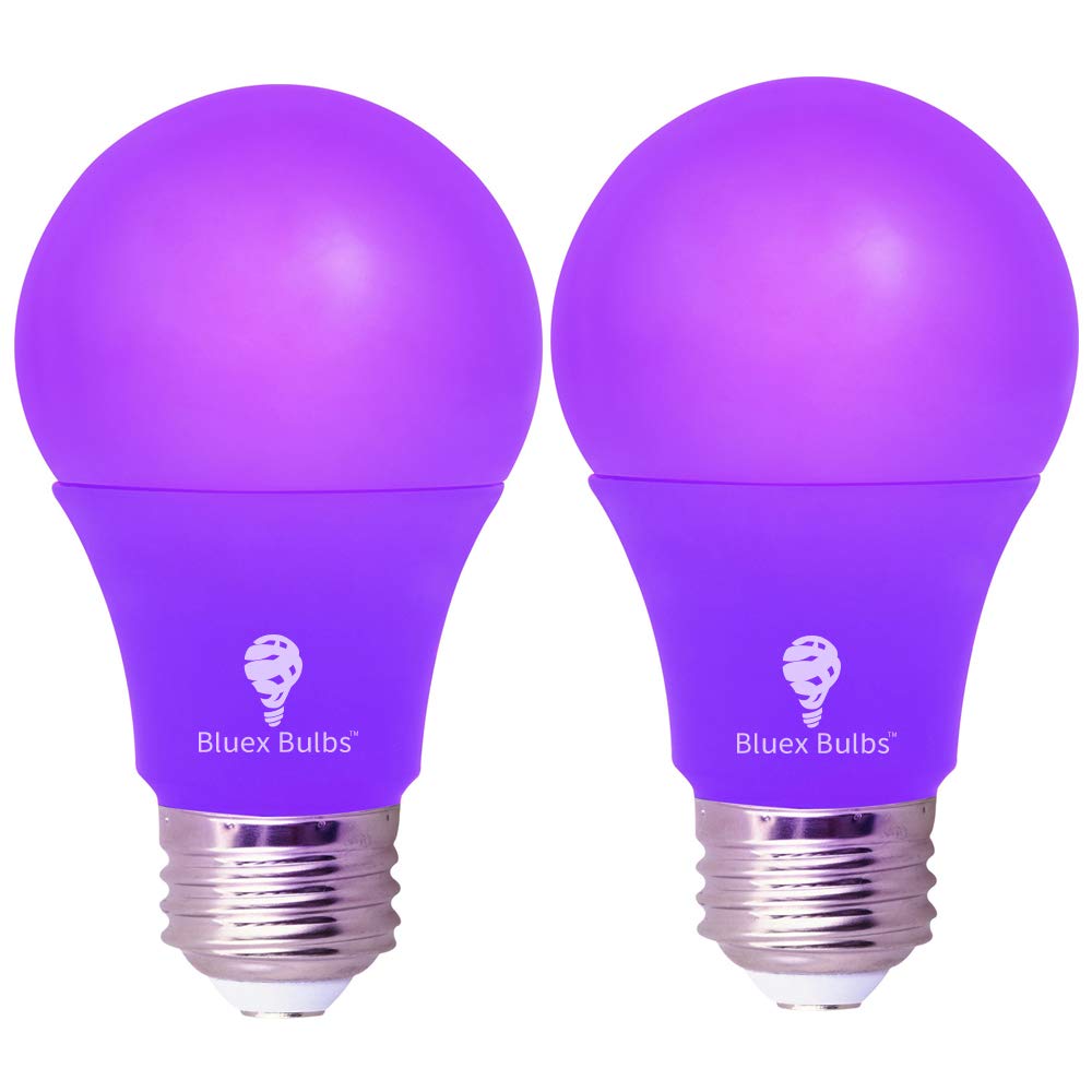 Photo 1 of 2 Pack BlueX LED A19 Purple Light Bulb - 6W (50Watt Equivalent) - Dimmable - E26 Base Purple LED Purple Bulb, Party Decoration, Porch, Home Lighting, Decorative Illumination