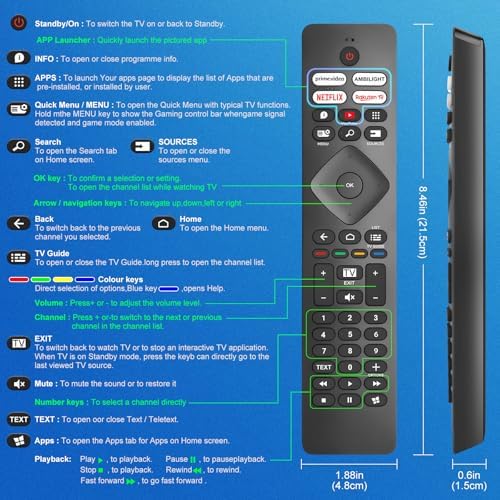 para televisão remota-Philips, universal para todos os comandos originais Philips TV, com Ambilight