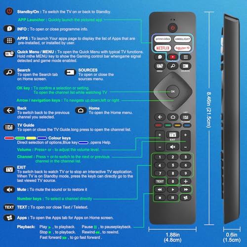 for Philips TV remote control, universal for all Philips TVs, with Ambilight