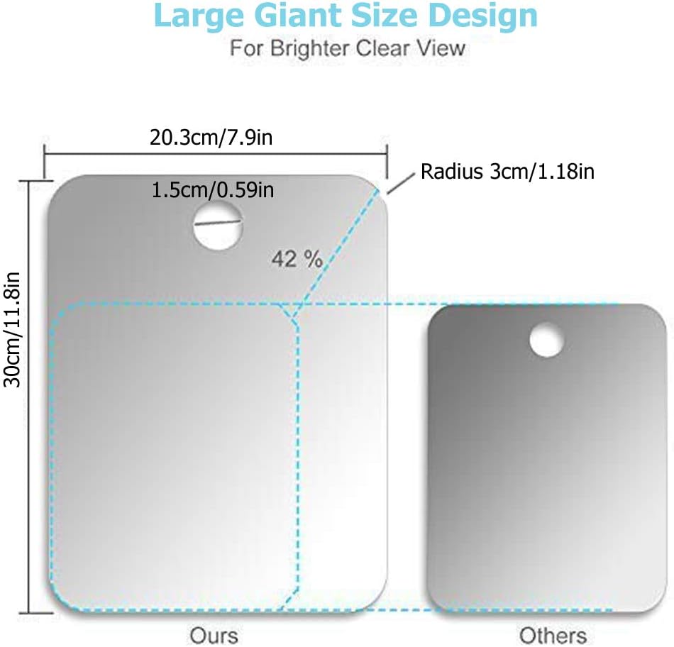 DFLLLO Deluxe Large Shower Mirror Fogless Shaving Mirror (11 inX7.8 in) Anit-Fog Shave Mirror Fog-Free Wall Hanging Mirror Bathroom Mirrors whit 1 Hook - Image 3