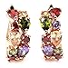 FC JORY Rose Gold Plated Prongs Crystal CZ Cubic Zirconia Multi-color Hoop U Pear Earrings