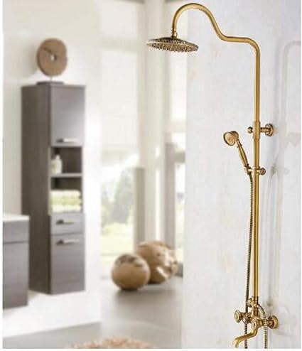 Antike Messing gravierte Regendusche Set Wasserhahn Wasserhahn