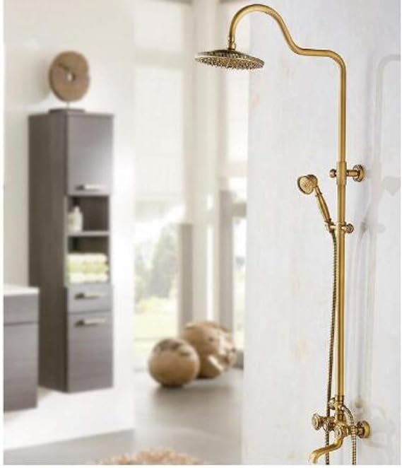 Antike Messing gravierte Regendusche Set Wasserhahn Wasserhahn