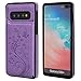Vaburs S10 Plus Case Wallet with Card Holder, S10+ Embossed Butterfly Premium PU Leather Double Magnetic Buttons Flip Shockproof Protective Case Cover for Samsung Galaxy S10 Plus(Purple)