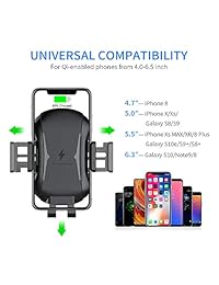 MountDog   Cargador de coche inalámbrico para iPhone 8 8 Plus Xs XS Max XR X,Galaxy S8 S9 S9+ S10 S10 Plus Note 9 8 7 (7,5 W 10 W)