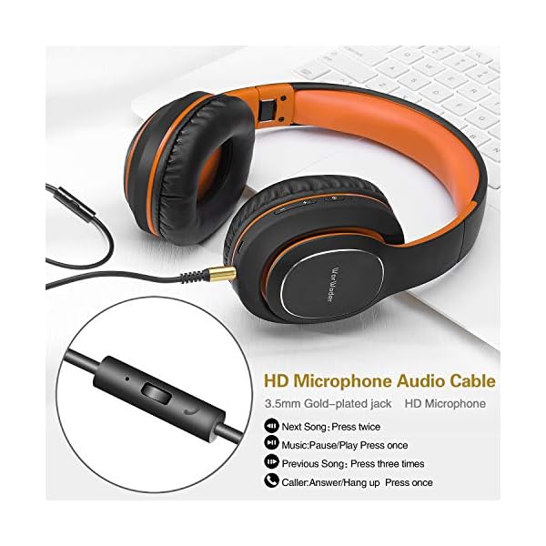 Wireless-Headphones-Over-Ear-WorWoder-50-Hrs-Playtime-Bluetooth-Headphones-Foldable-Hi-Fi-Stereo-Soft-Earmuffs-Light-Weight-Built-in-HD-Mic--Wired-Mode-for-Cellphone-PC-TV-Black-Orange WorWoder Wireless Headphones Over Ear, 80 Hours Playtime Bluetooth Headphones, Hi-Fi Stereo Sound with Microphone…