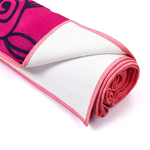Yoga Towel - Fremous Non Slip Yoga Mats with Corner Pocket Design(72"x25")- Skidless Microfiber Bikram Hot Yoga Towel - Perfect For Hot Yoga, Fitness , Pilates, Sport&Outdoors (flower)