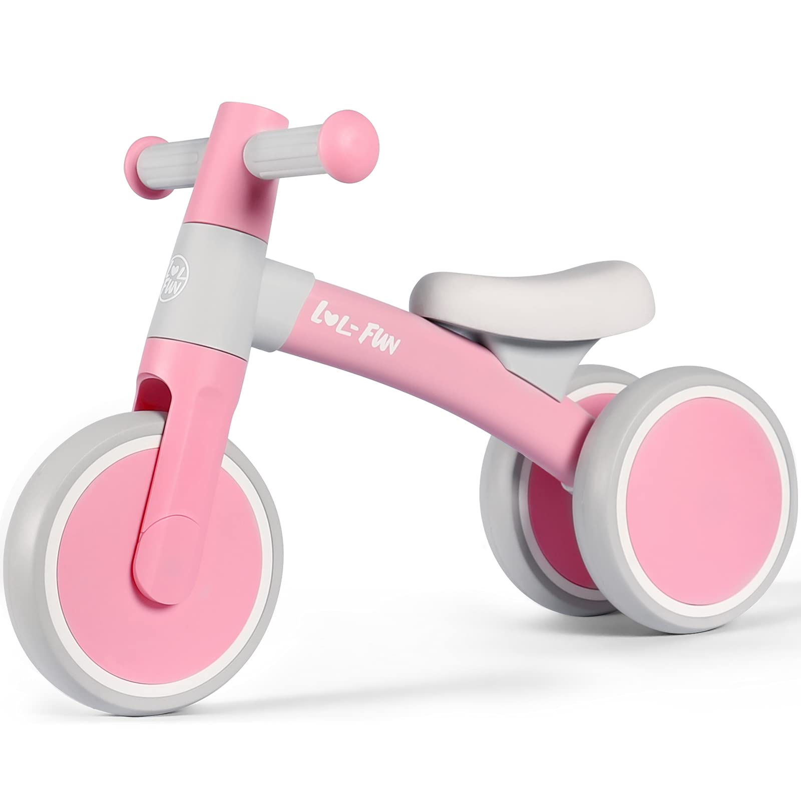 LOL-FUN Balance Bike for 1 Year Old Boys Girls, Toddler Trike for Baby 12-18 Months Ride On Toy, Baby First Birthday Gifts for One Year Old (Pink)