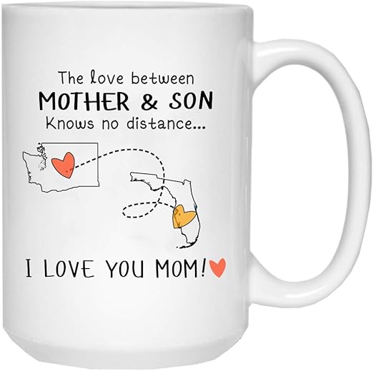 the love between mother and son knows no distance mug