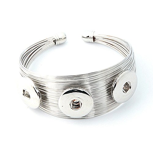 Ginooars 2pcs Snap Bracelets with 6pcs 18-20MM Rhinestones Snap Charms Snap Button Jewelry