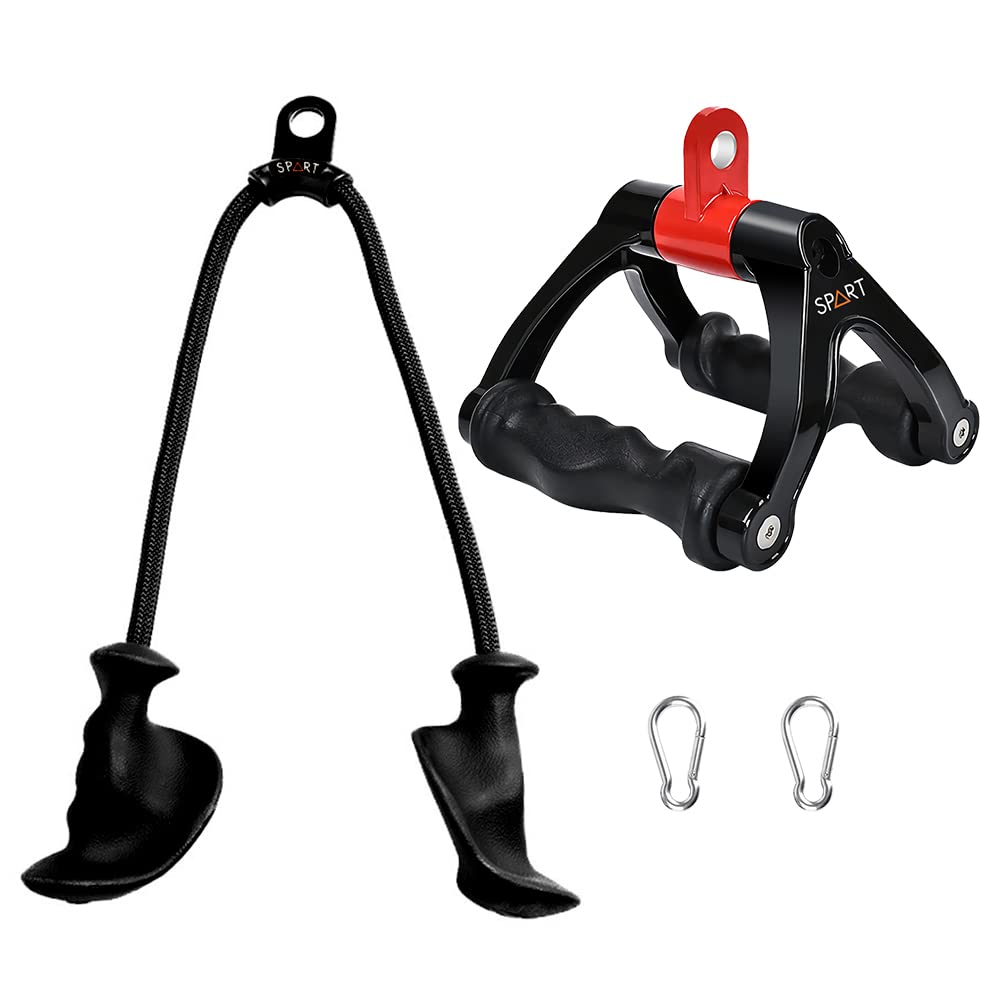 Photo 1 of SPART Ergonomic D Handle Cable Attachment with Triceps Rope Set, Gym LAT Cable Attachments for Gym, Non-Slip and Comfortable Grip,Multifunctional Cable Machine Attachments for Home and Gym
