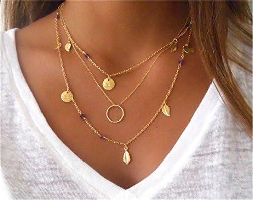 Banbo&Yohi Women Simple Silver Tree Leaf Pearl Pendant Tassel Alloy Short Necklace S-11 (S-4)