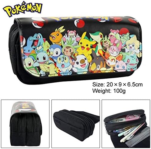 Pokemon Pikachu Pencil Case school two compartments (Black)