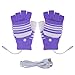 Saftybay Removable Washable USB Rechargeable Heated Gloves,Half Leaky Finger Winter Warm Hand Heating Gloves Warmer for Women Men Girls Students Arthritis (Purple)