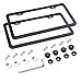 L-Fine License Plate Frame 2 Pcs 2 Holes Aluminum Slim Bottom Design with Screw Set (Black)